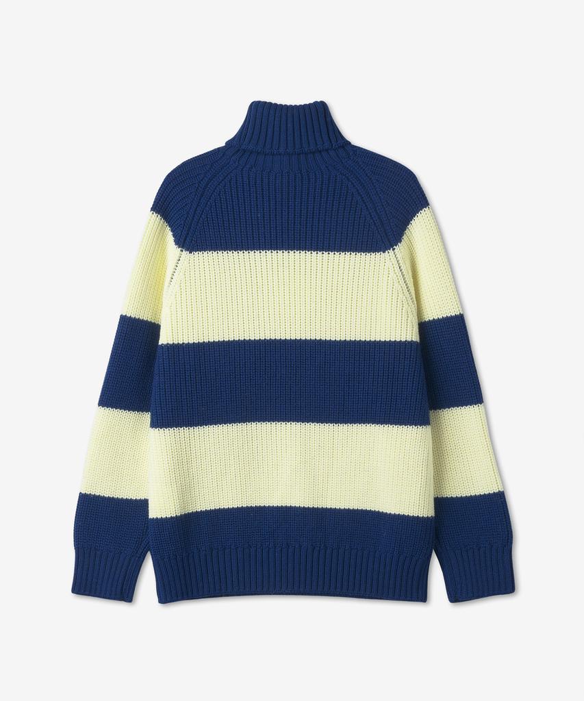 SUNNEI Turtleneck Striped Knit - Light Yellow:Electric Blue / Crtwmknw002Knt016Lyeb