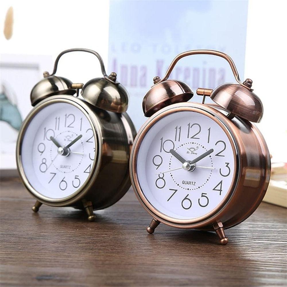 Mute Type Retro Alarm Clock Super Loud Bell Alarm Clock Study Silent Table Clock Clock Ornament
