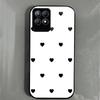 Black Heart Pattern Phone Case for Realme 8i Narzo 50 Acrylic Back TPU Bumper Shockproof Protective Cover, Minimalist Korean Style