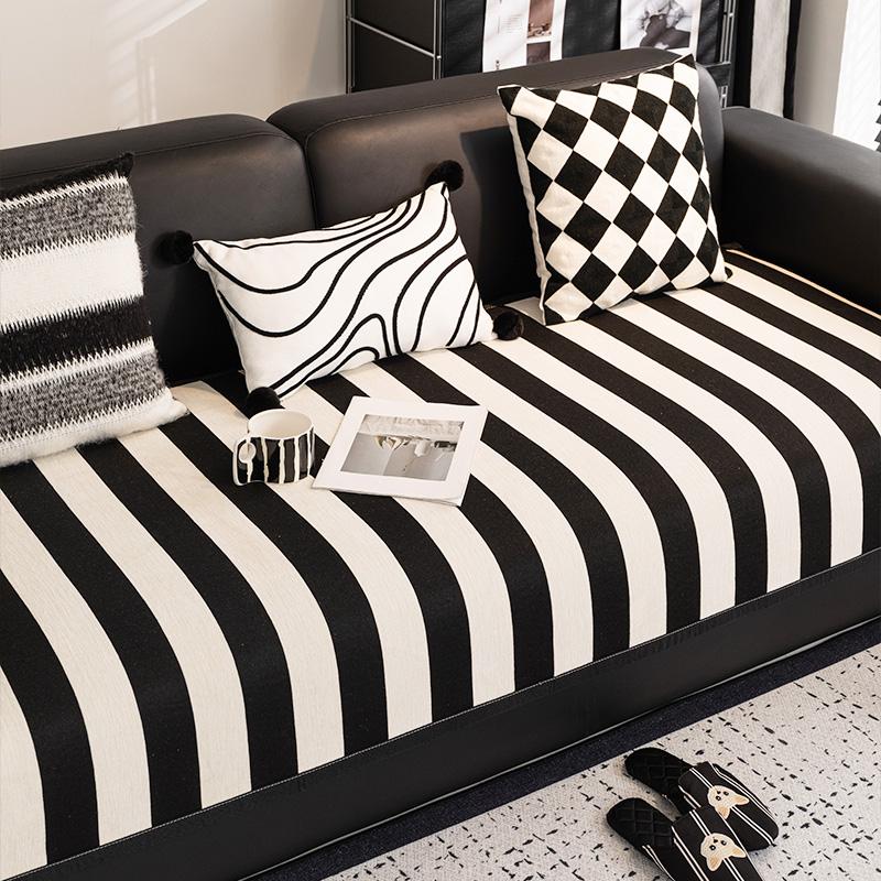 

Чехол для диванной подушки из шенилла, подушка для сиденья, летний современный светлый роскошный черный белый противоскользящий чехол для дивана, коврики 70X70cm 1pc