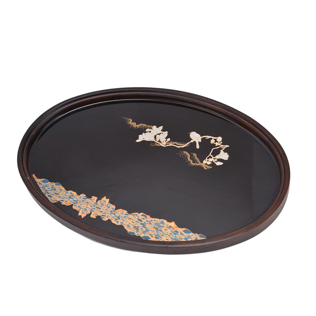Bamboo Tea Tray Japanese Simple Novel Beautiful Resin Walnut Tea Tray for Home UseOval S
