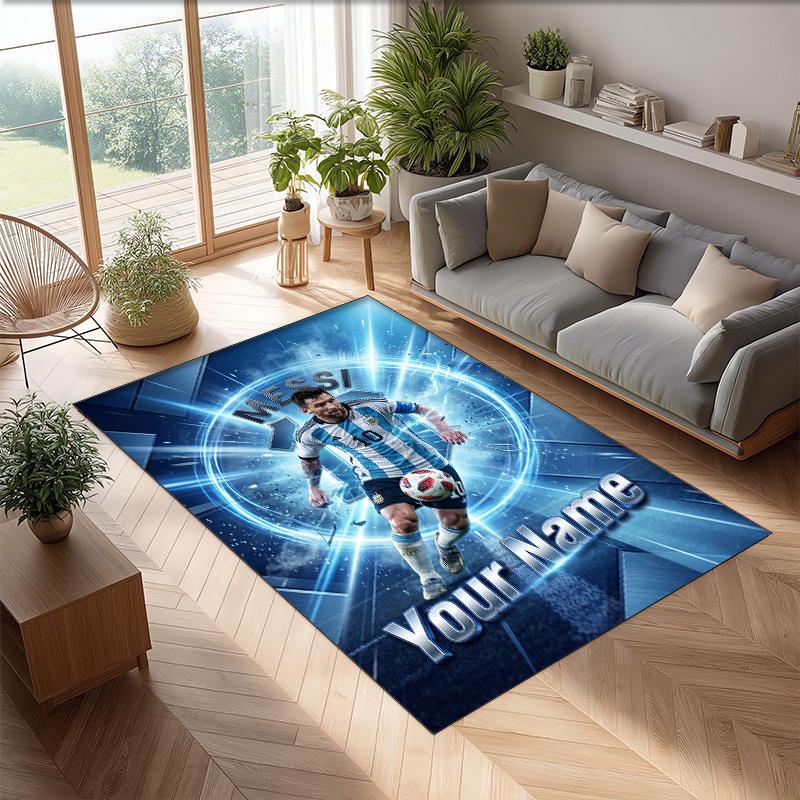 Tappeto in Cristallo Vellutato Stampato Lionel Messi Tappeto Antiscivolo in Cristallo Vellutato Per Divano Camera da Letto Decorazione Interna della Casa