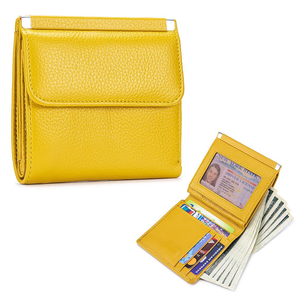 New Short Wallet, Women's High-end Storage Bag, First-layer Cowhide Wallet, Multi-function Card Bag, Change Bag.