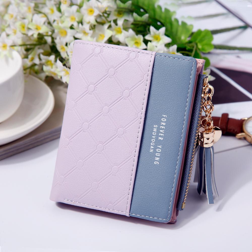 Fashion Women Short Wallets Pu Leather Tassel Zipper Small Purse Holder Cards