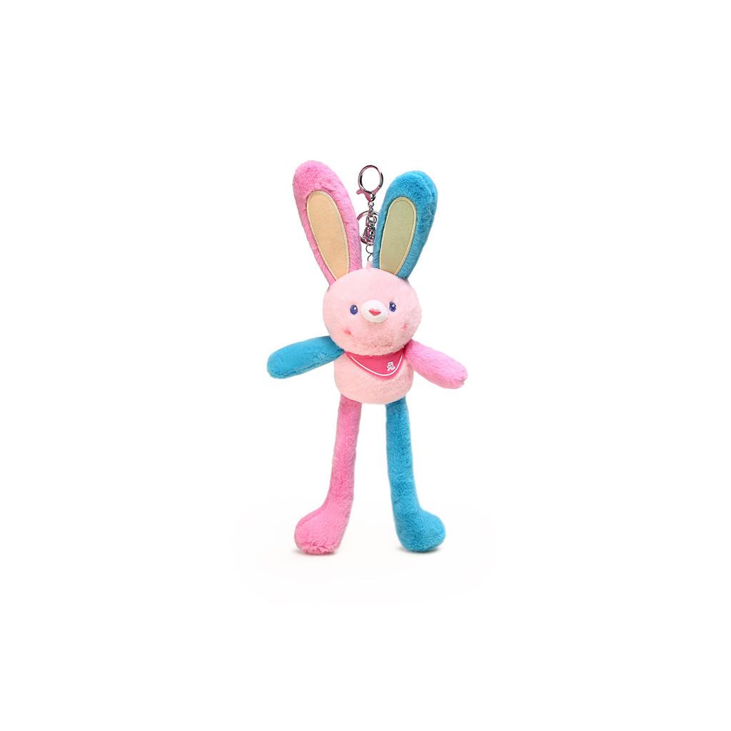 Cute Cartoon Color Blocked Rabbit Plush Toy Pendant With Ears Stretchable