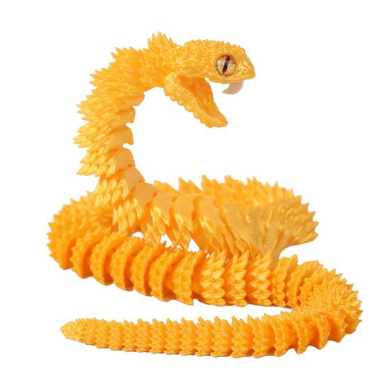 3D Printed Snake Articulated Toy, Flexible Jointed Serpent Figurine, Realistic Fidget Stress Reliever for Adults, Office Desk Decor Gift