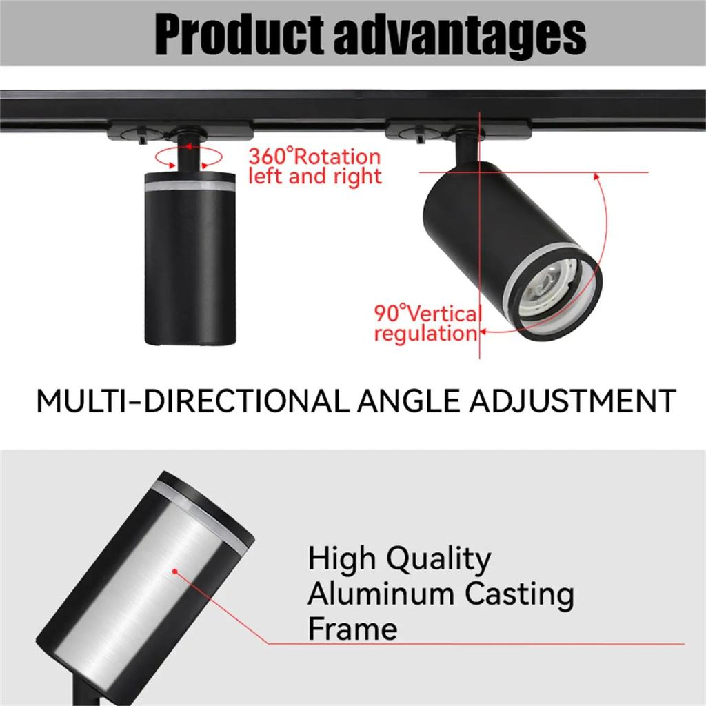 LED Track Light Clothing Store GU10 Focus Rail Spot DIY Bulb Design Fixture Shop Home Kitchen Track Lamp Source lane Spotlight