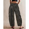VEZFAA Women's Fashion Casual Leopard Print High Waist Trousers Pants & Capris