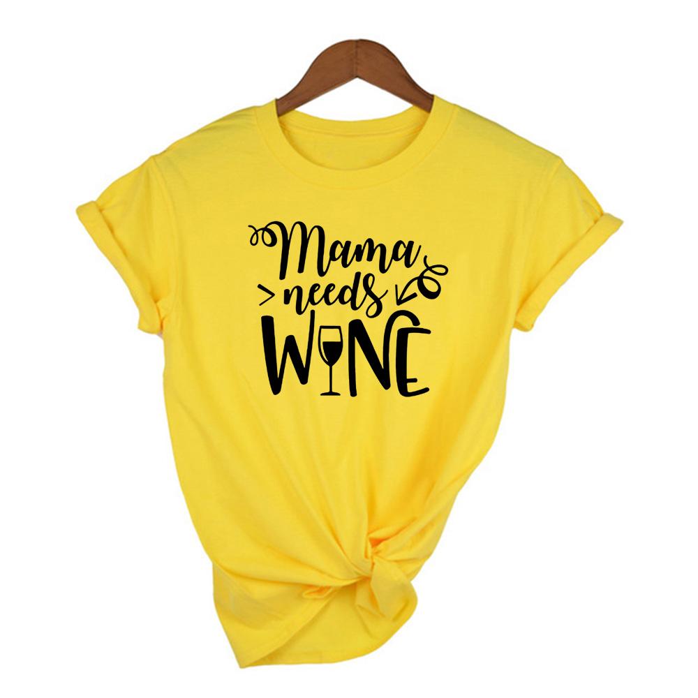 Mama Needs Wine Print Graphic Tees Women Aesthetic Clothes Casual O Neck Short Sleeve T Shirt