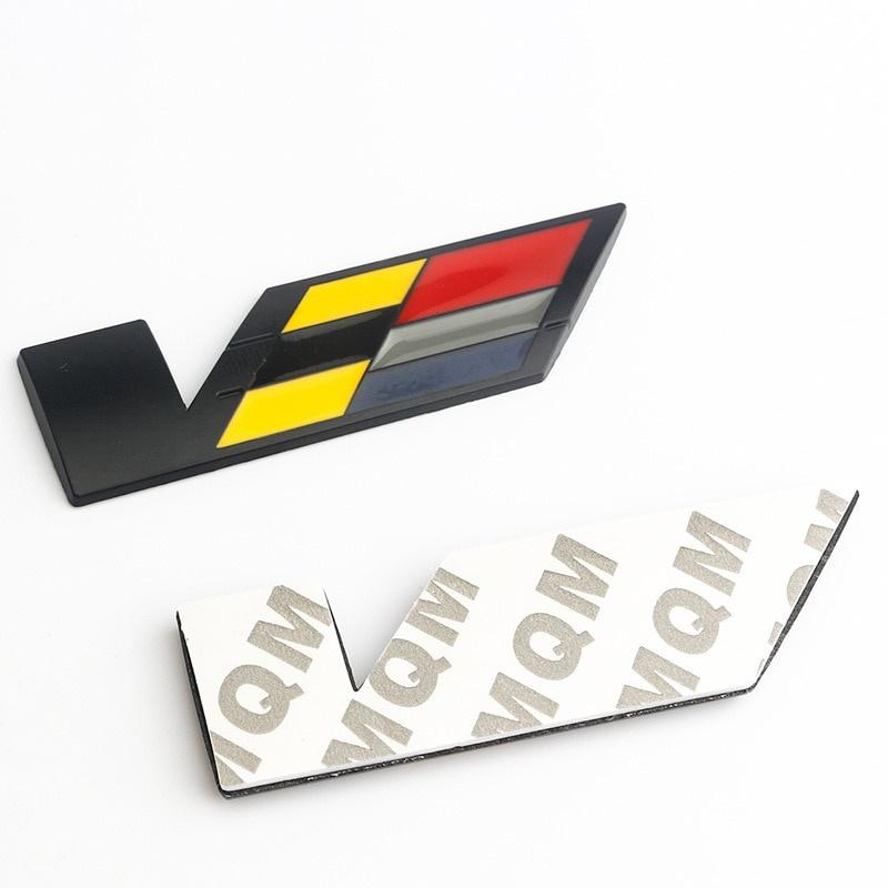 2pcs V Logo Metal 3D Car Sticker Badge Emblem Decal Car Styling Accessories