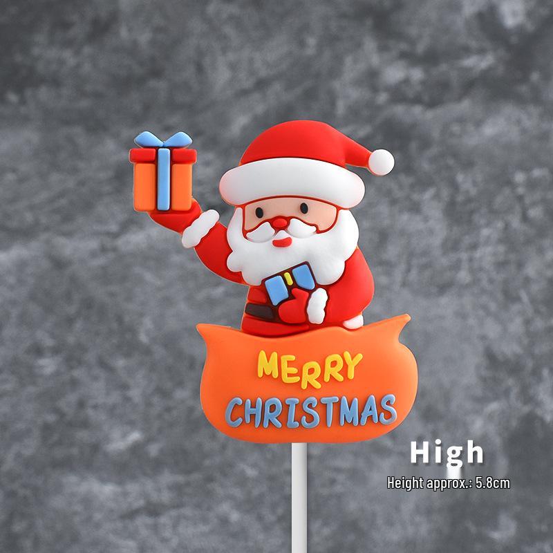 Popular Soft Glue Christmas Cake Ornaments: Santa Claus & Snowman Inserts for Holiday Party Desserts