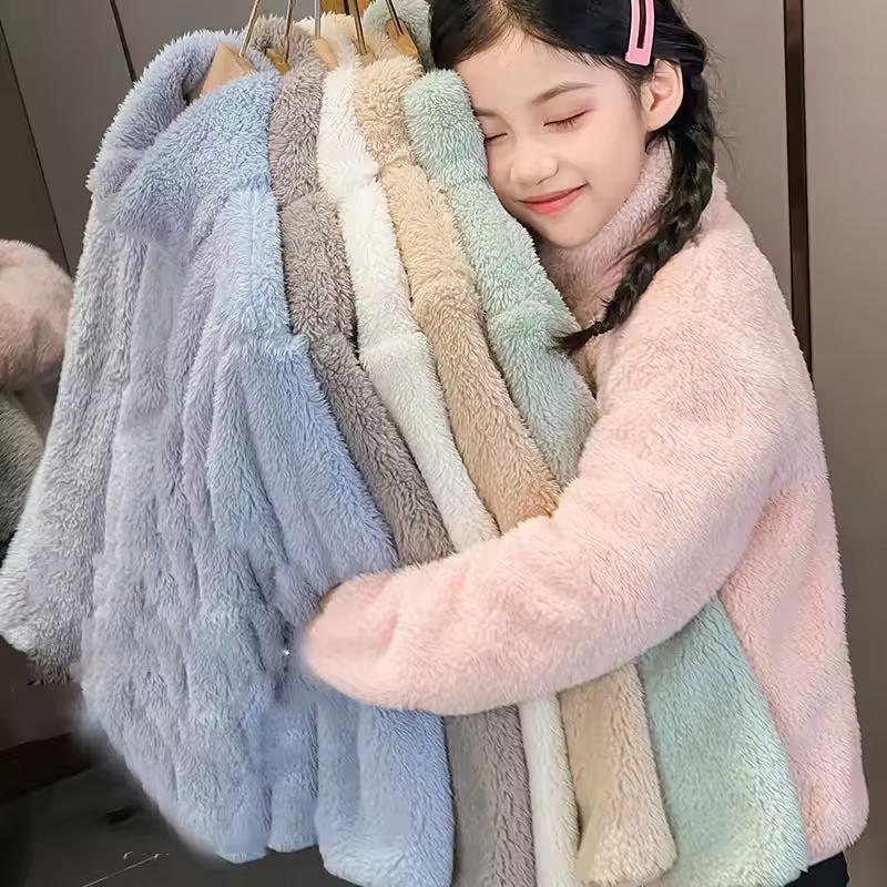 Children's Autumn Winter Padded Outerwear Boys Girls Fleece Coats Teenager Warm Clothing