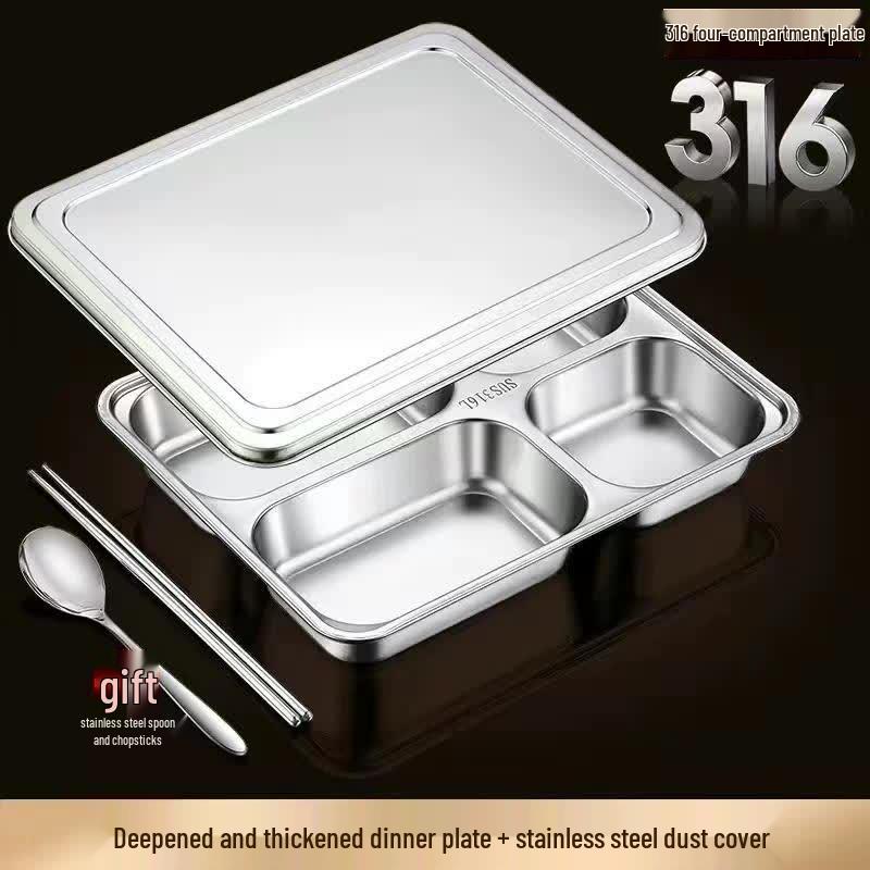 Handunyou 316 Stainless Steel Divided Lunch Plate