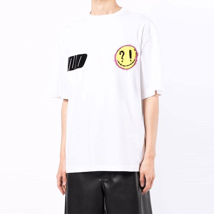 WE11DONE Ss22 Logo Heart Pattern Printed Round Neck Short Sleeve T-Shirt Unisex T-Shirts White WD-TT1-22-672-U-WH