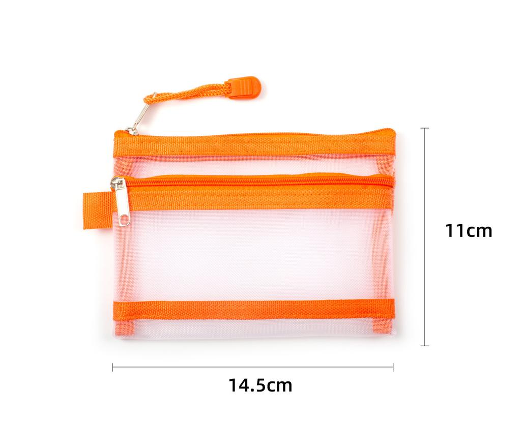 Double Layer Zipper Coin Bag Nylon Mesh Lipstick Key Earphone Organizer Holder Bus Bank ID Credit Cards Pouch Case Storage