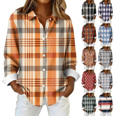 Women's Shirt Blouse Christmas Print Button Long Sleeve Casual Basic Shirt Collar Regular Top