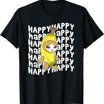 T-shirt Meme Chat Banane Heureux Bananacat Chat Heureux Amoureux des Chats Meme(1)