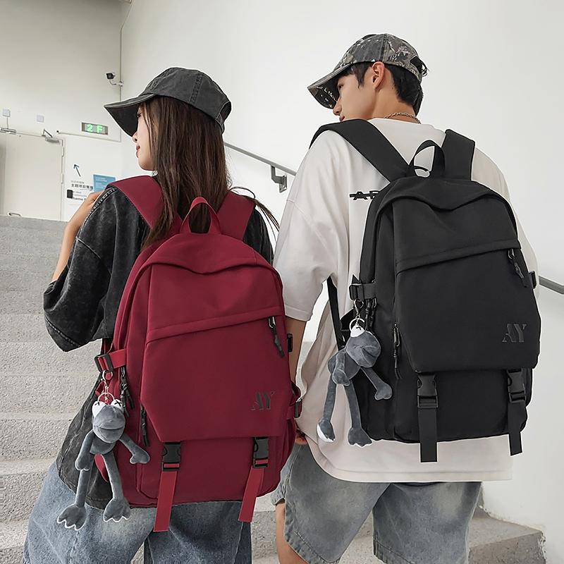 Student Schoolbag Couple Solid Color Backpack Lightweight Large Capacity Backpack