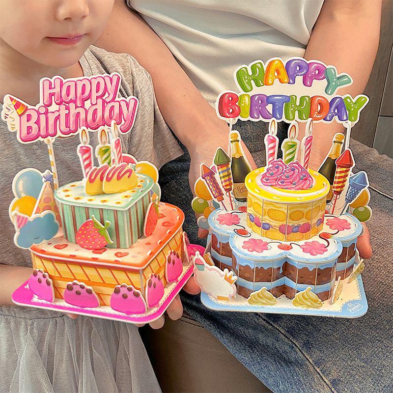 Handmade 3D Birthday Cake Puzzle - DIY Model Gift