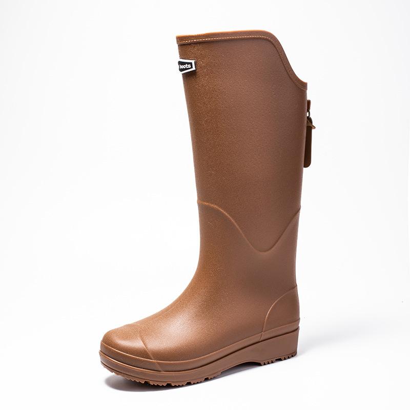 

Новые модные дождевые ботинки, мужские модные высокие резиновые сапоги, женские расширенные резиновые сапоги для воды 44 коричневый