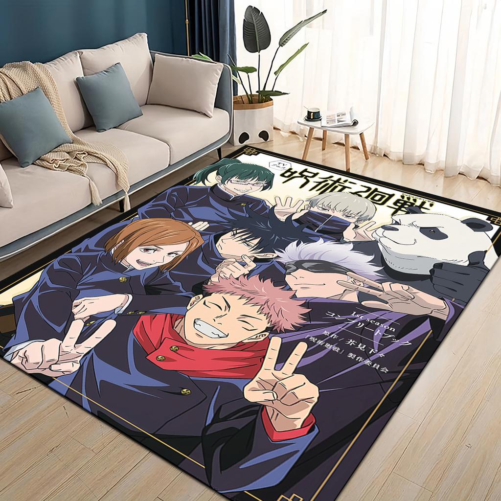 3D Cartoon Jujutsu Kaisen Anime Itadori Yuj Teppich für Wohnzimmer Schlafzimmer Zuhause Sofa Dekoration, Kinder Spiel Rutschfeste Bodenmatte