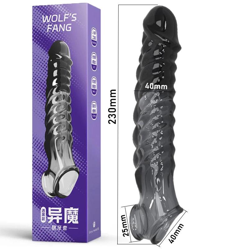 Extend Penis Enlargement Sleeve Vibrator Cock Ring Reusable Condoms Sex Toys for Men G Spot Vibrating