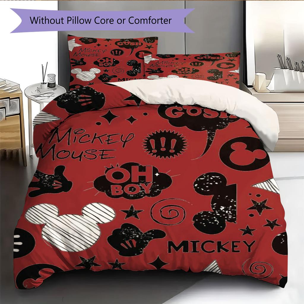 Retro American Comic Book Style Mickey Mouse Themed Pattern The Perfect Choice for Decorating A Child's Bedroom Warm Bedding Set