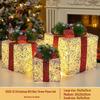 Luminous Wrought Iron Christmas Gift Box Decoration Set with Lights