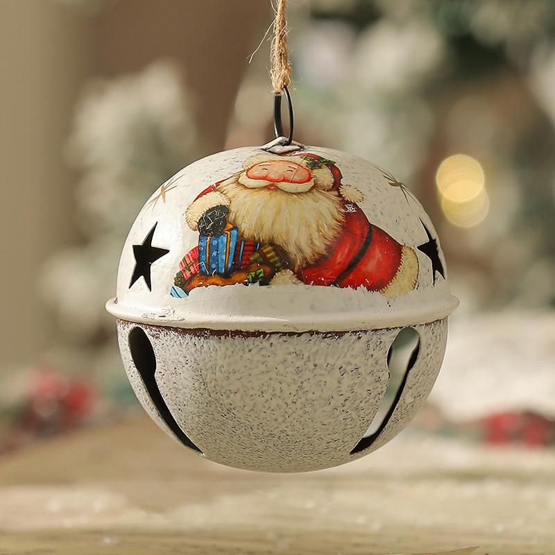 1PC Santa Claus Bell Decoration Xmas Tree Ornaments Vintage Iron Pendant Creative Elk Snowman Hanging Ornament Christmas Bells
