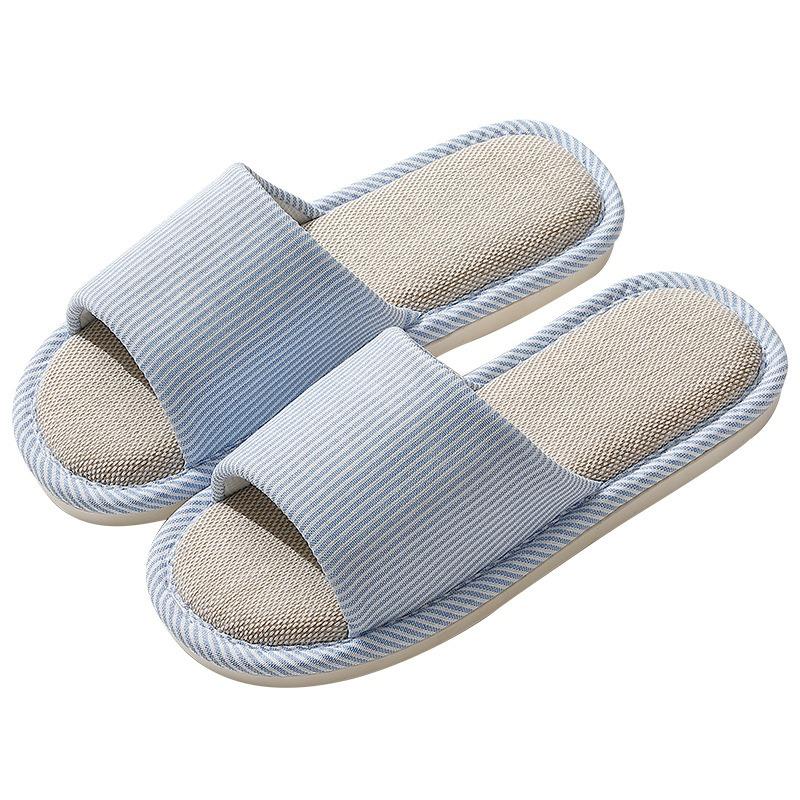 Japanische Leinenpantoffeln Damen Zuhause Paar Indoor Zuhause Leise Antibakteriell Vier Jahreszeiten Baumwolle und Leinen Eltern-Kind Pantoffeln Herren