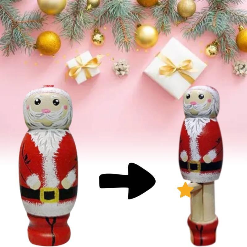 Unique Funny Santa Wooden Puppet Handcrafted Beech Wood For Christmas Decor Gifts