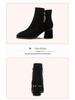 2025 Women's Suede Ankle Boots: Spring & Autumn Mid-Chunky Heel, Slimming Round Toe Design