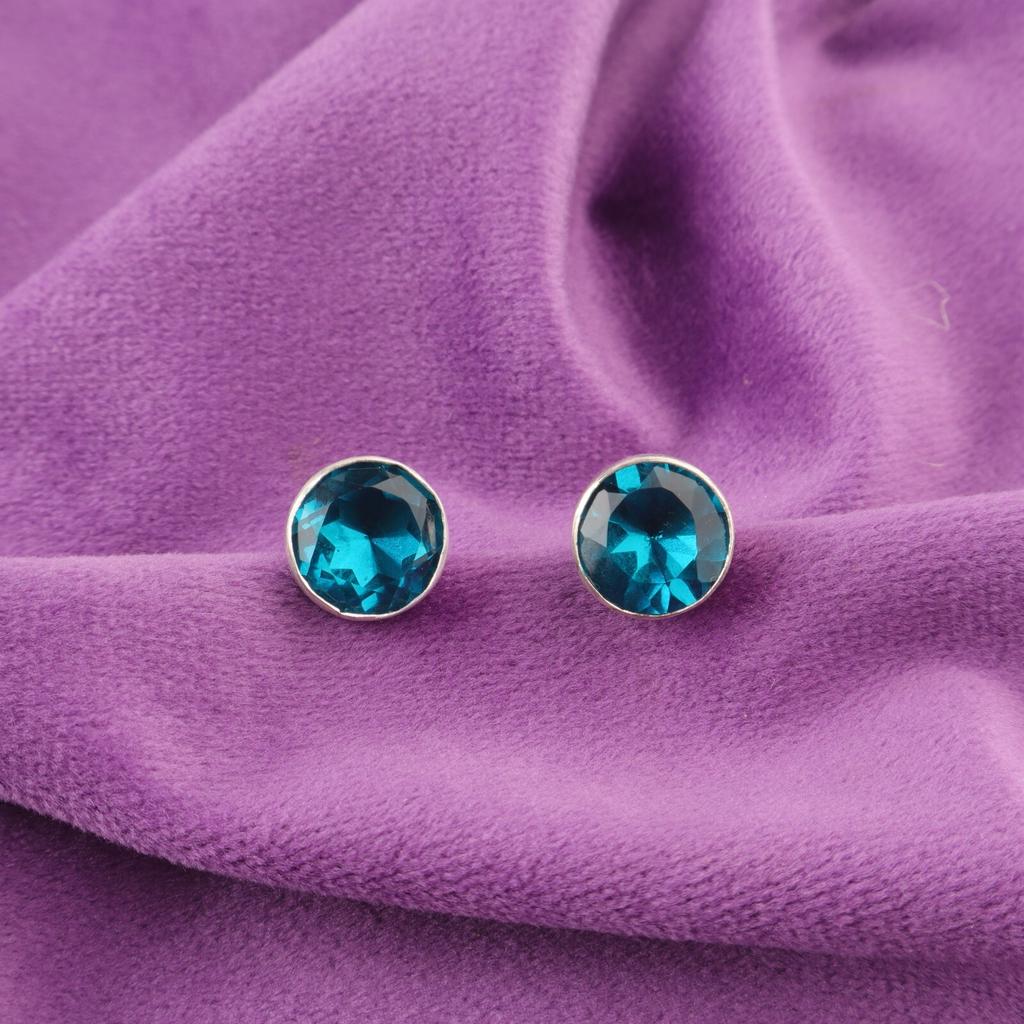 Apatite Gemstone Sterling Silver Stud Post Push Back Throat Chakra New Earrings EE-150-10