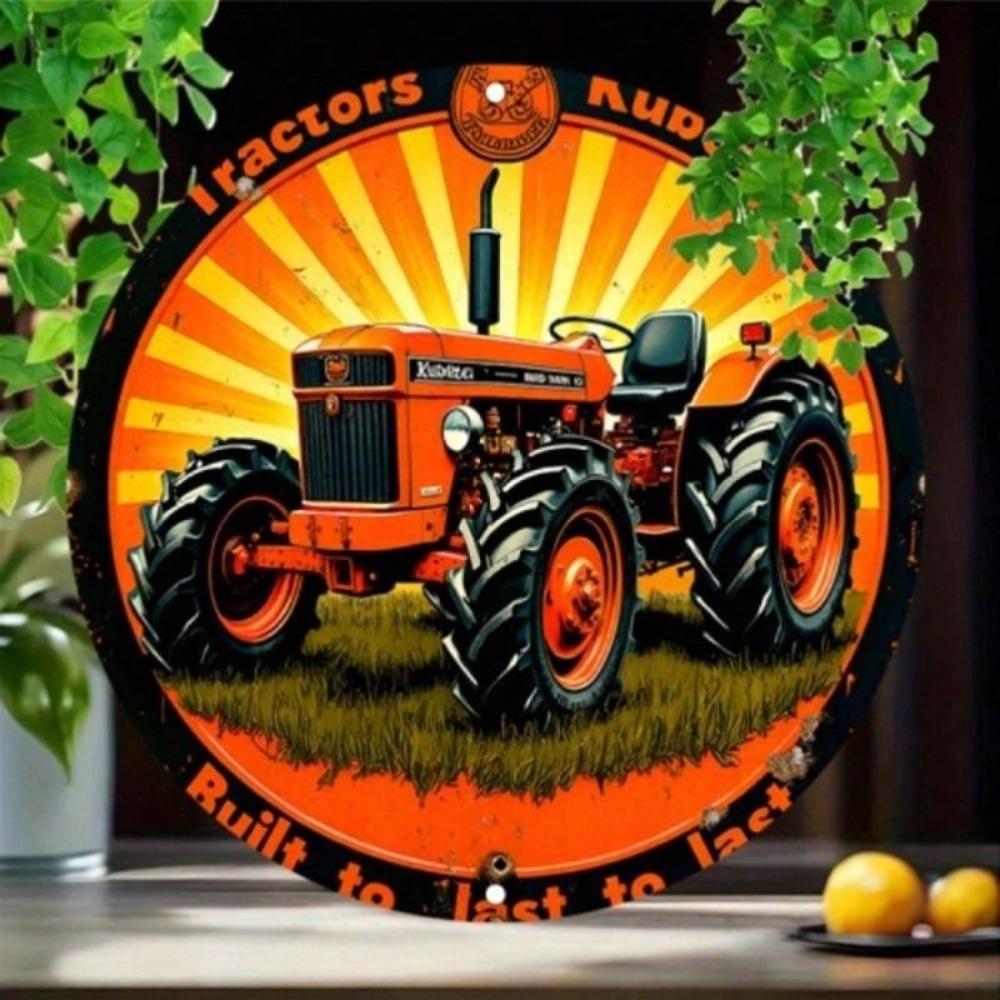 Vintage Red Tractor Metal Sign 20x20cm Retro Farm Wall Decor