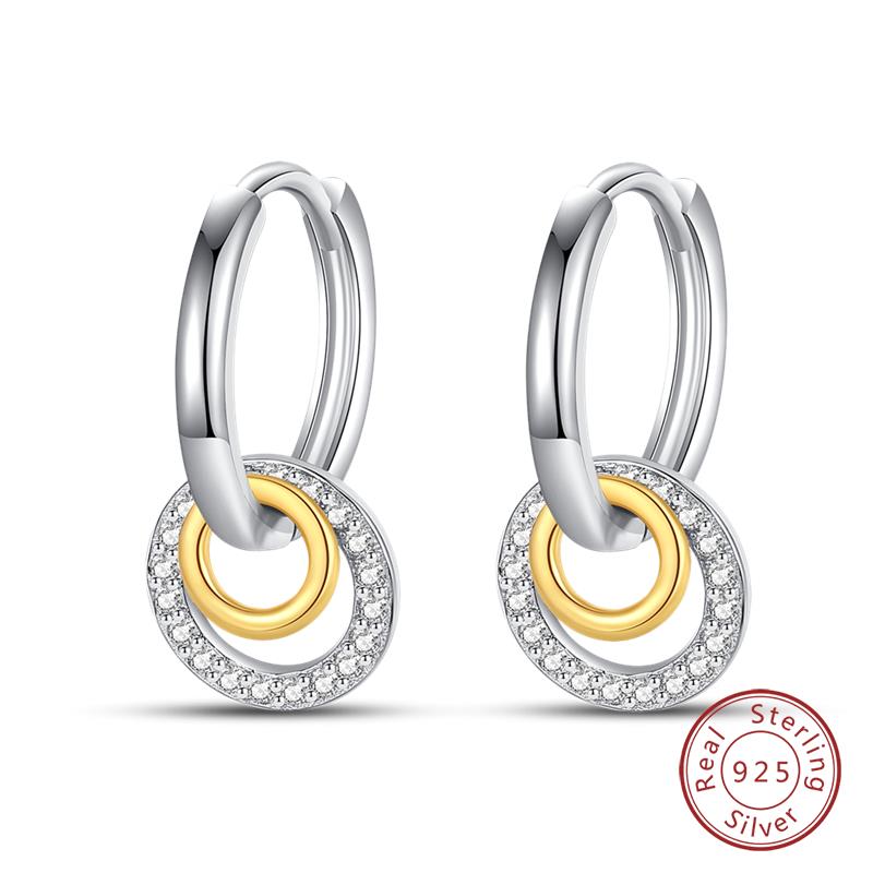 Hot 925 Sterling Silver Earrings Charm Simple Shining Lotus Zircon Wedding Women Jewelry Gift