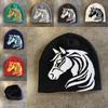 Pony Pattern Wool Beanie With Warmth And Foldable Design For Autumn Winter Fashion