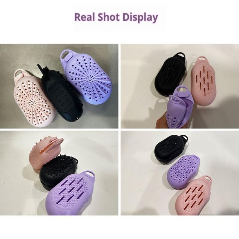 Silikon Seifensäckchen Sparsäckchen mit Kordel zum Peelen Duschschrubber Bademassage Doppelseitiges Texturdesign Badewaschen