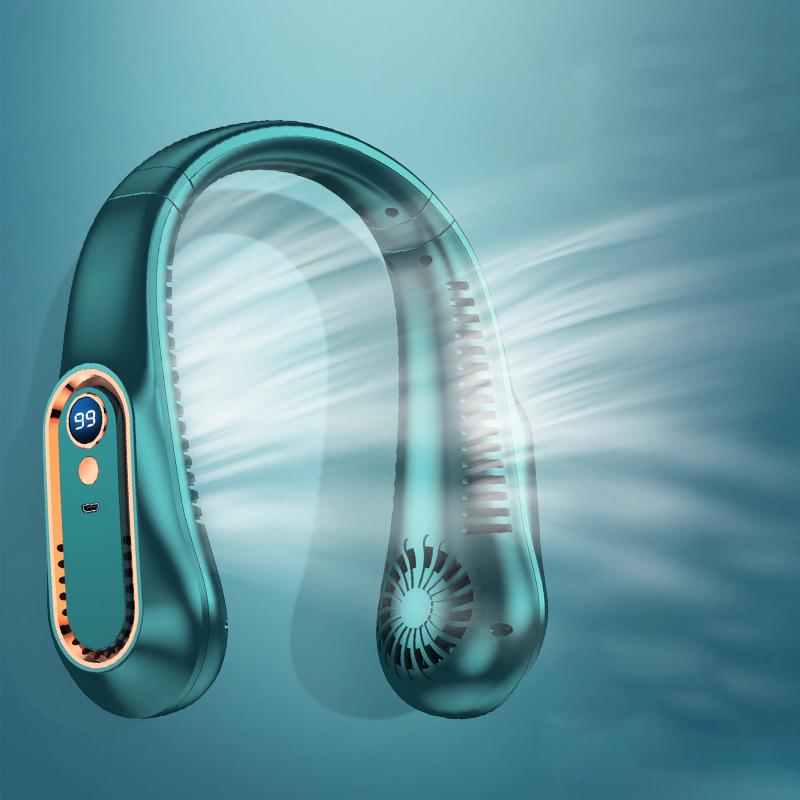 

New 8000mah Usb Hanging Neck Fan Rechargeable Portable Bladeless Mini Refrigeration Leafless Fan Outdoor Personal Wearabl