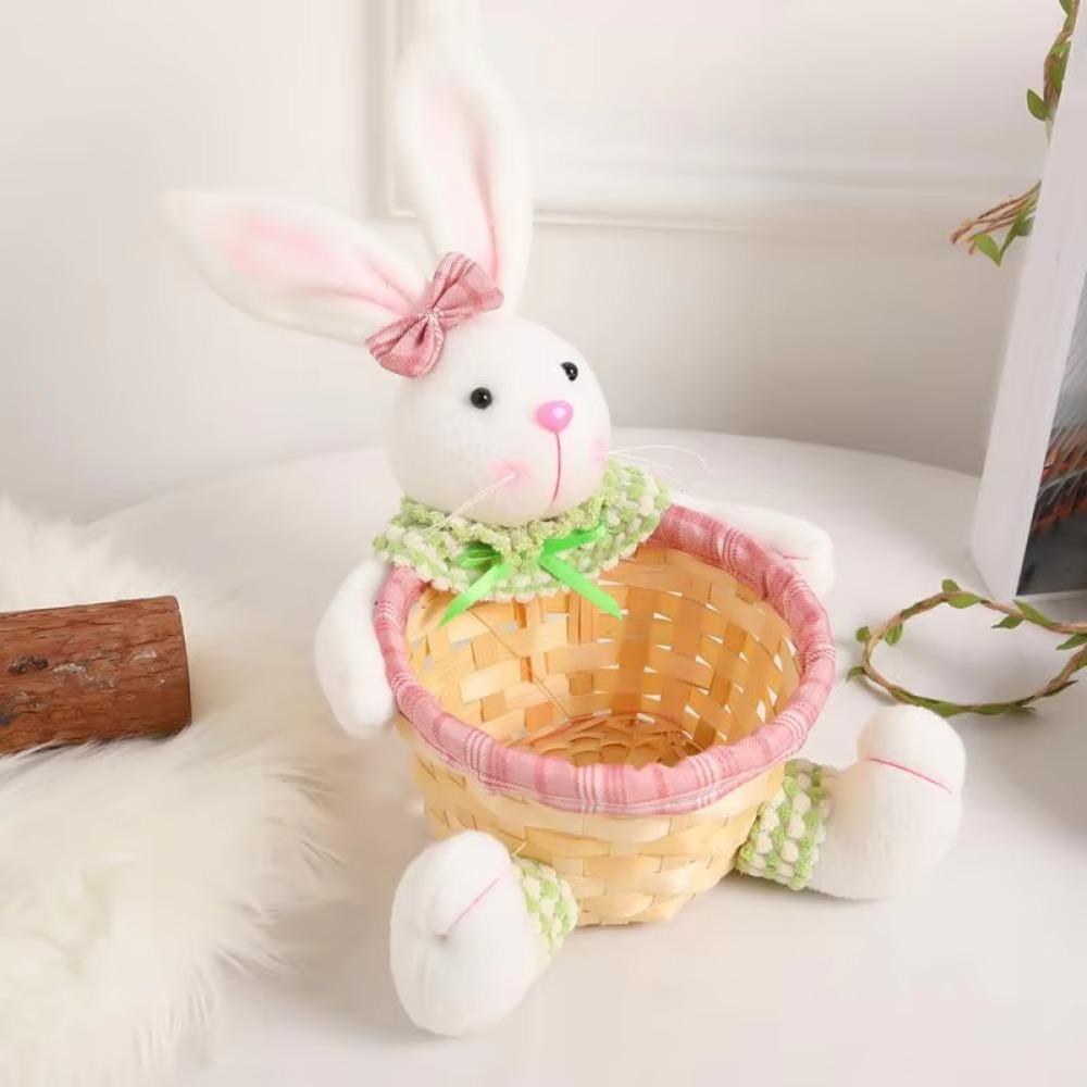 Rattan Easter Eggs Storage Basket Stable Base Candy Bowl Easter Woven Basket  Kids