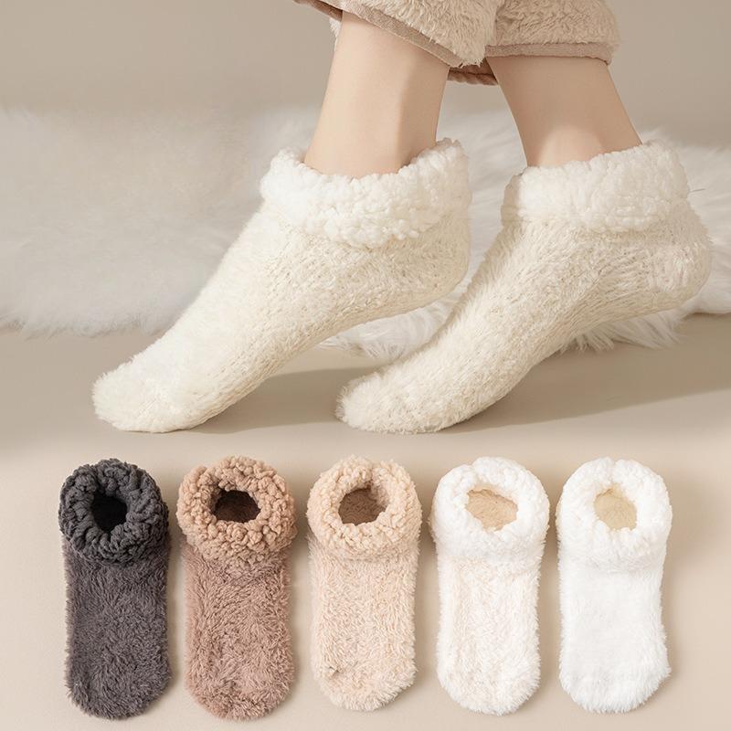Women's Slouch Socks Women Thickened Coral Fleece Warm Indoor Floor Silicone Non-slip Invisible Cotton Floor Socks