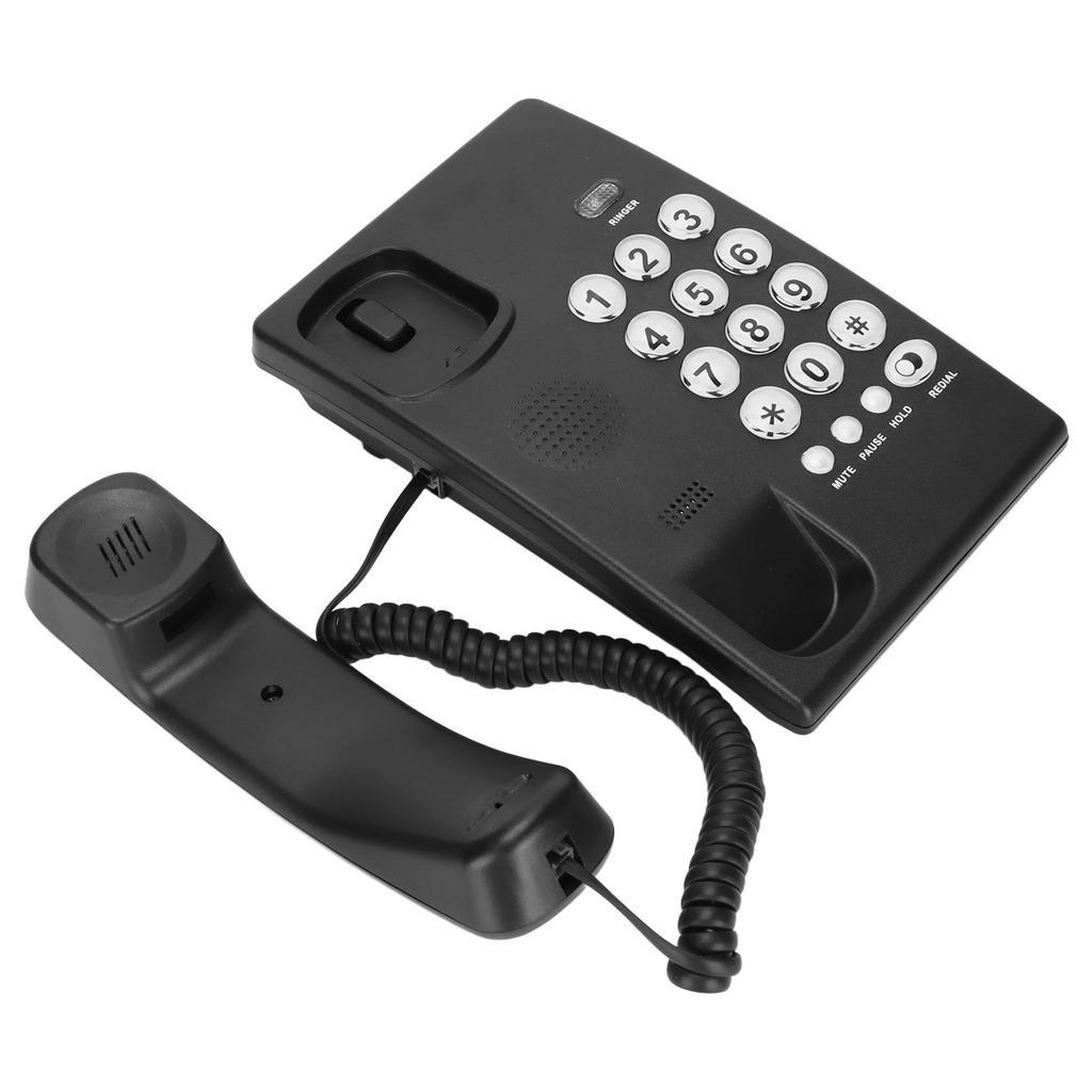 KXT504 Enkel Kablet Telefon Multifunksjonell Stil Skrivebordstelefon med Store Knapper for Hjemmekontor Hotell(Svart )
