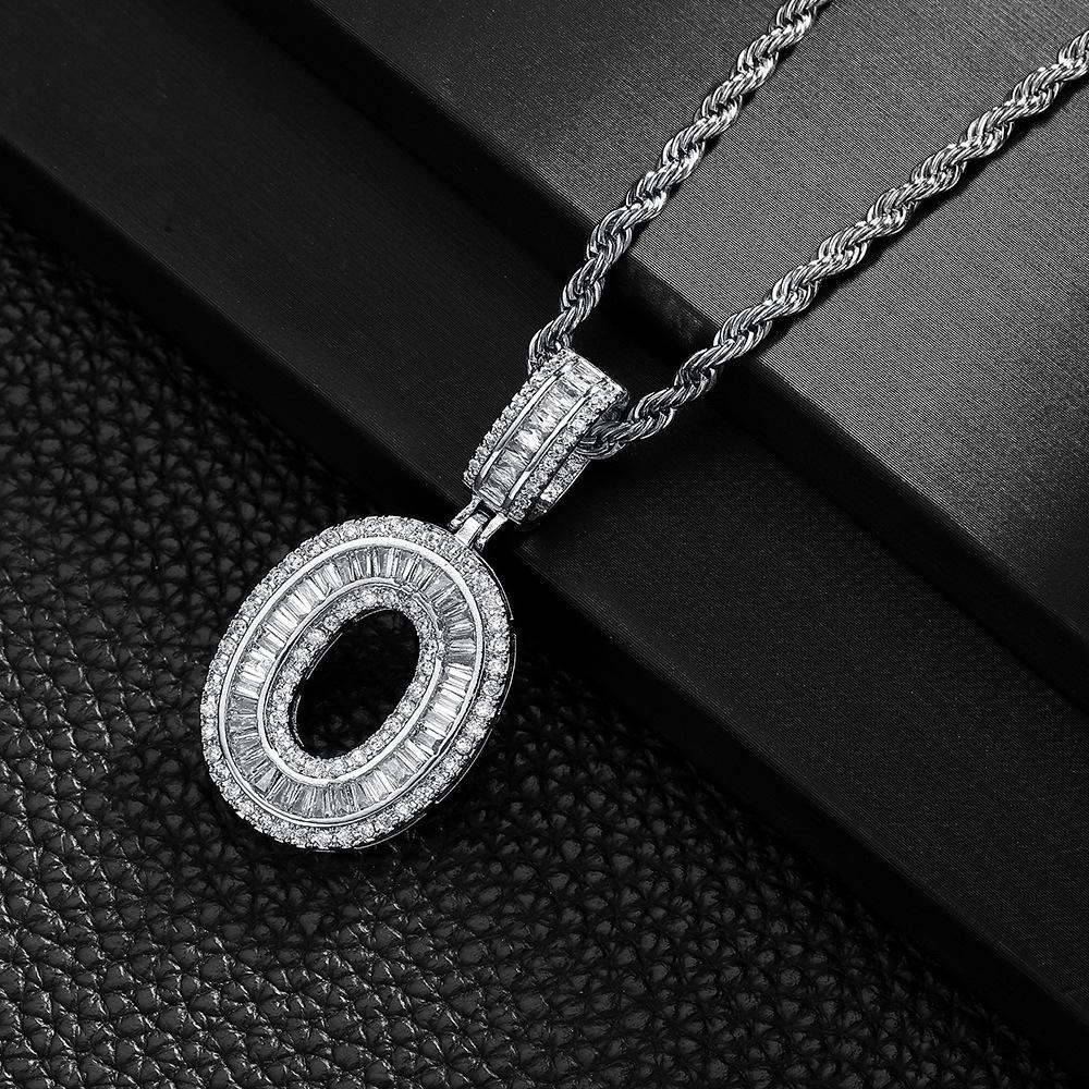 Letter Pendant Copper Inlaid Zircon Necklace Personalized Niche Design Men'S And Women'S Pendant Necklace