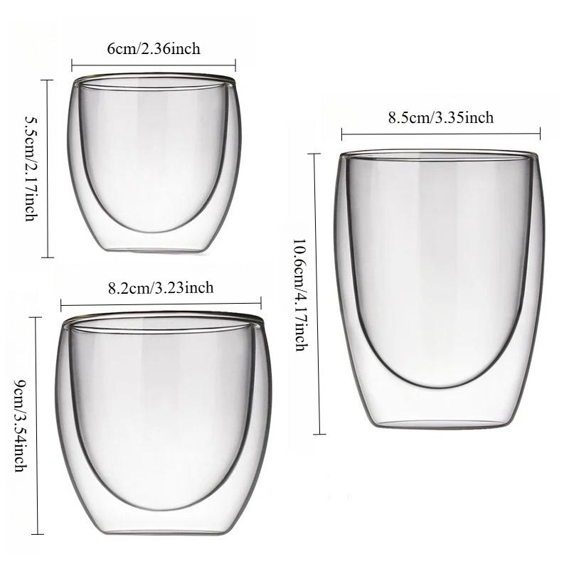 80ml/225ml/320ml Double Wall Glass Cup Latte Coffee Cup Household Cocktail Glass Juice Mug Heat-resisting Water Bottle Glassware