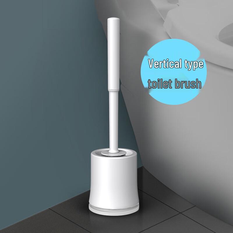 XuanYong Drill-Free Silicone Long Handle Toilet Brush Set with Base (Wall-Mounted, 2-Pack)
