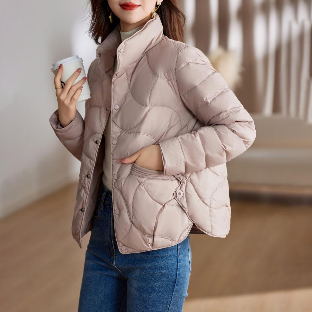 

Пуховик женский короткий зимний женский пуховик модная куртка плюс воротник стойка L розовый