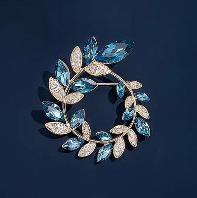 Spilla Blu Anteriore, Ghirlanda di Spighe di Grano Raffinata da Donna di Alta Gamma, Corsage, Spilla dal Design di Nicchia, Accessori Eleganti per Cappotto con Temperamento