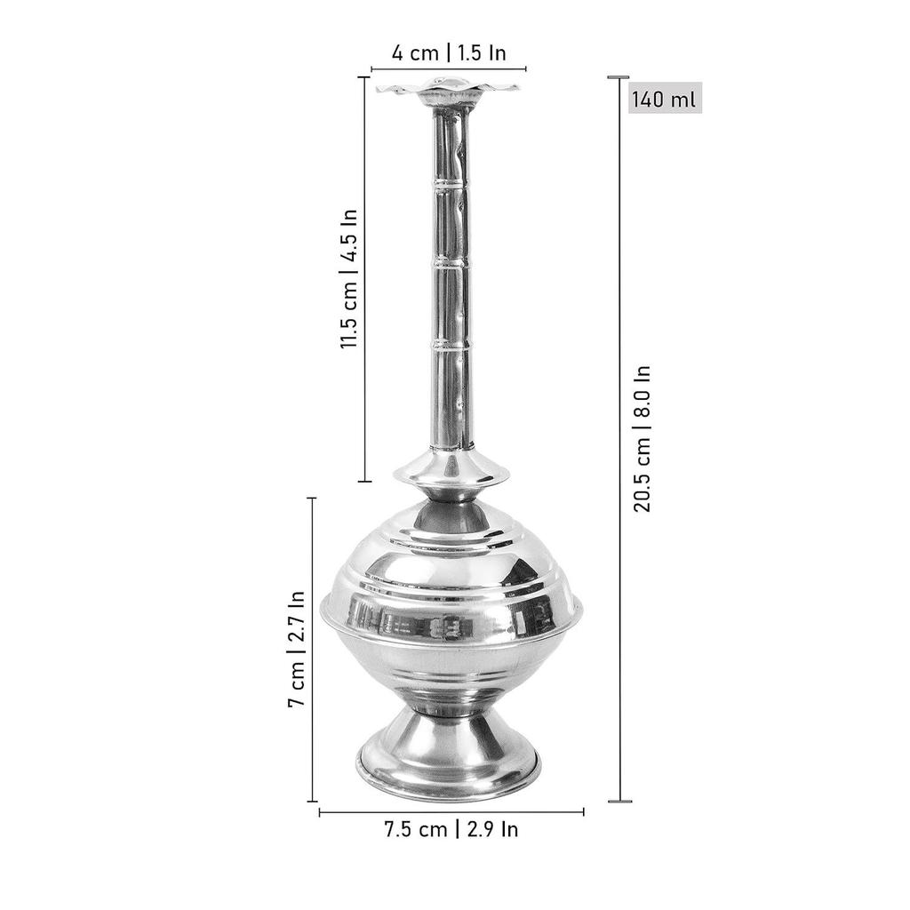 Steel Paneer Sombu Sprinkler Bottle for Holy Water – Traditional Sprout-Top Water Pot for Pooja, Gangajal, Rose Water, Gulab Pash, Perfume, Oil