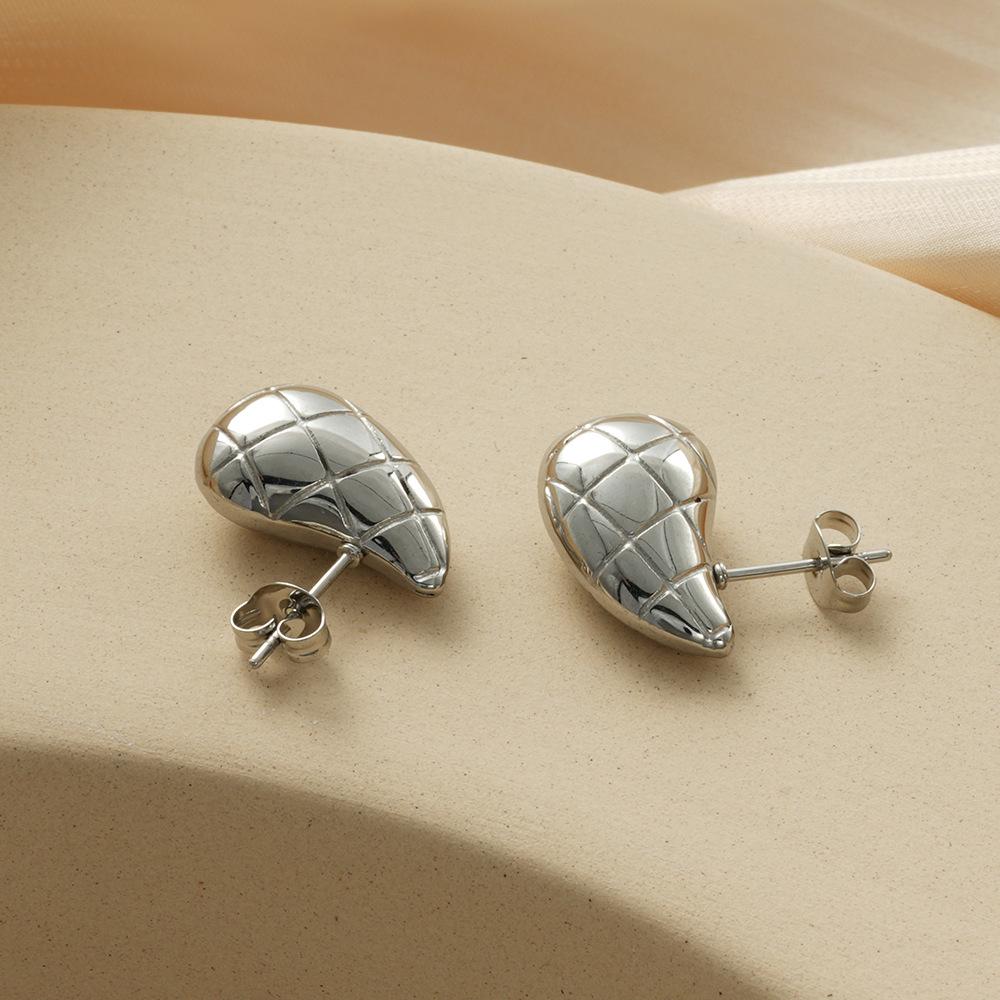 18K Gold-Plated Water Drop Earrings: Chic European-American Design, Stainless Steel, Versatile Studs for Women