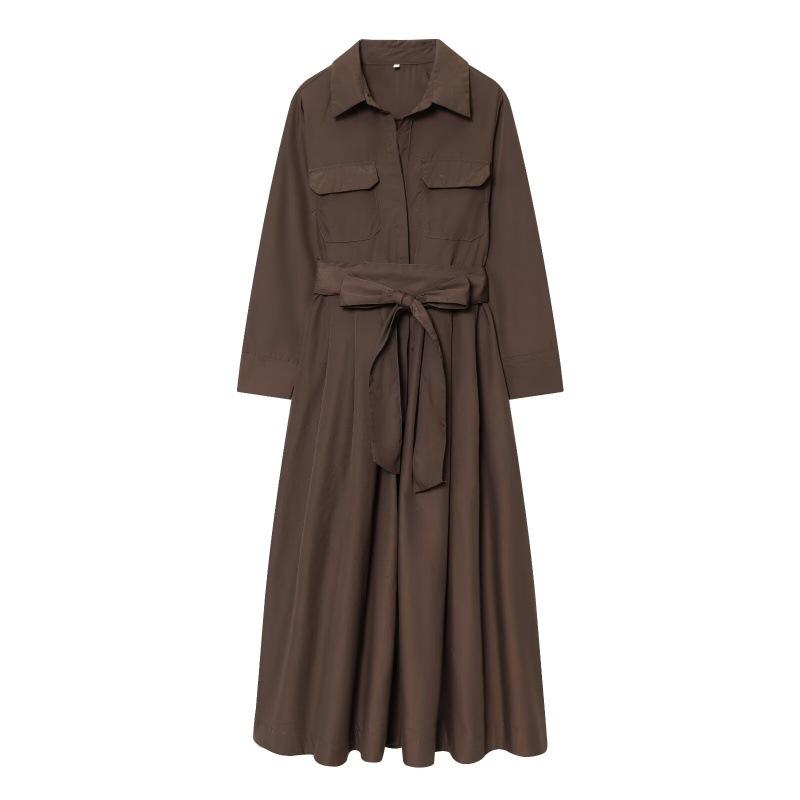 2026 Spring Women s Casual Shirt Dress - New Arrivals L коричневый
