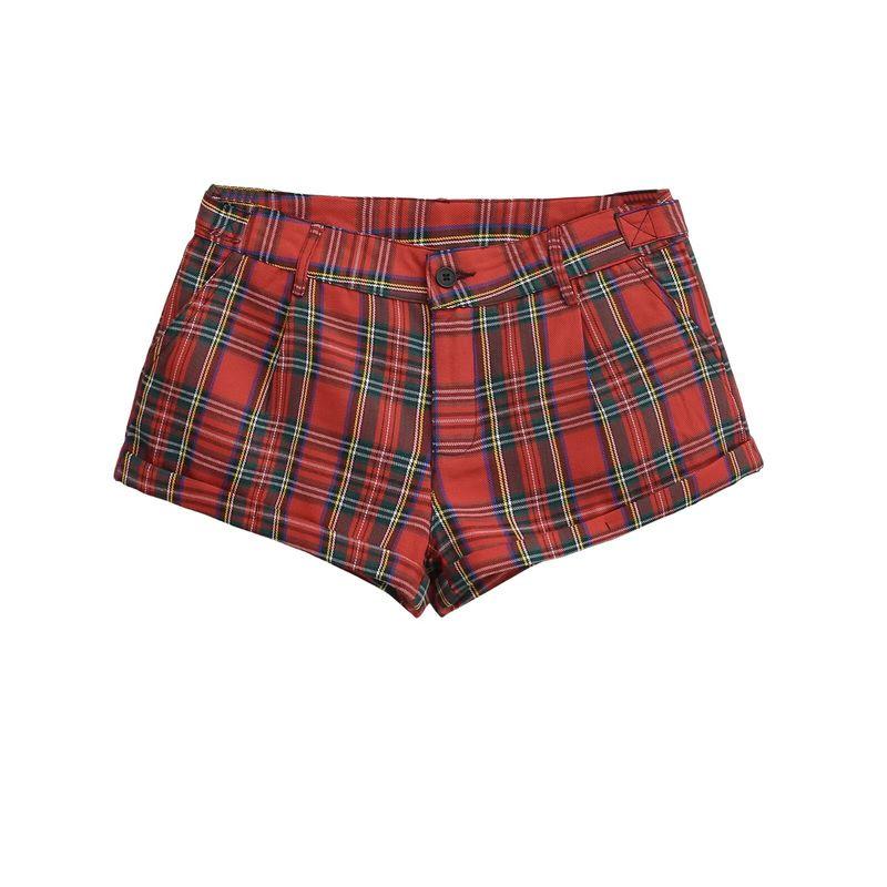BM Sense American Vintage Red Plaid Low Waist Shorts Women Gyaru Contrast Color Summer Hot Pants All-Match Casual Pants
